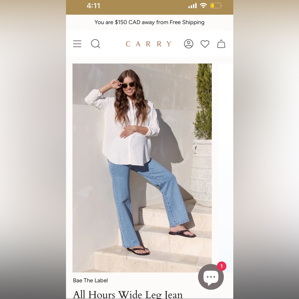 Carry Maternity Wide Leg Jeans in Light Blue “All Hours Wide Leg”